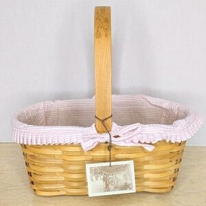 Vintage Peterboro 2003 Limited Edition Pink Ruffle & Plastic Liner Basket NWT